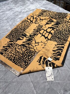 Pretty Persuasions Black and Mustard Animal Print Wrap Scarf